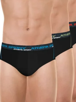 Lot de 3 slips noirs unis pourvus du nom de la marque imprimé