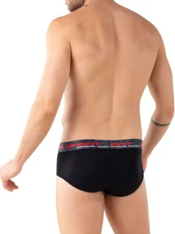 Lot de 3 slips noirs unis pourvus du nom de la marque imprimé