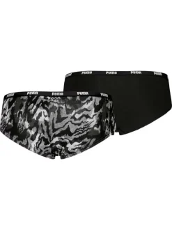 Lot de 2 slips shorty en coton noir unis avec le nom de la marque sur la taille