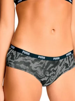 Lot de 2 slips shorty en coton noir unis avec le nom de la marque sur la taille