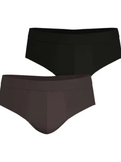 Lot de 2 slips unis en coton avec une coupe fermée et une taille élastiquée