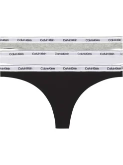 Lot de 3 strings en coton multicolores unis avec le nom de la marque