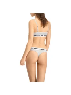 Lot de 2 strings gris en coton mélangé unis logotypés