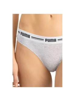 Lot de 2 strings gris en coton mélangé unis logotypés