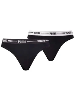 Lot de 2 strings noirs en coton mélangé unis logotypés