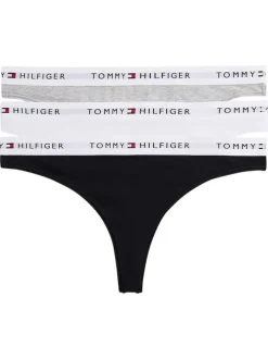 Lot de 3 tangas en coton multicolores unis pourvus d'une taille élastiquée