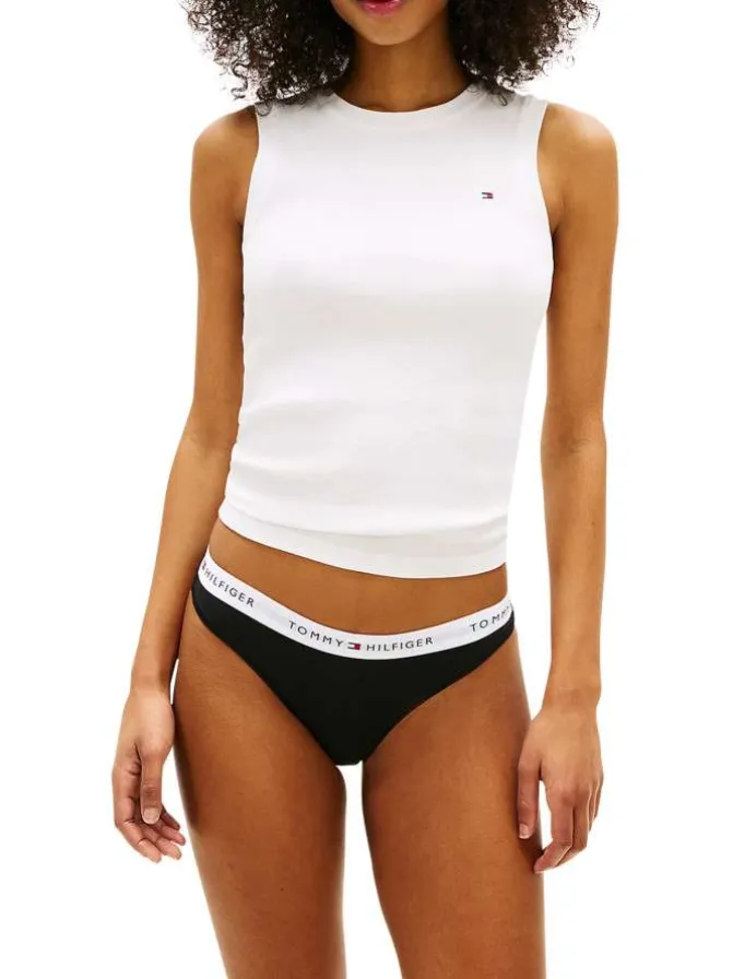 Lot de 3 tangas en coton multicolores unis pourvus d'une taille élastiquée