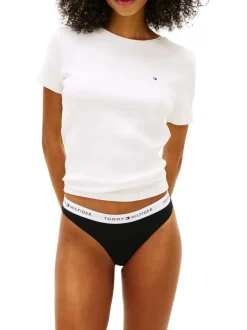 Lot de 3 tangas en coton noirs unis pourvus d'une taille élastiquée