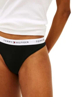 Lot de 3 tangas en coton noirs unis pourvus d'une taille élastiquée