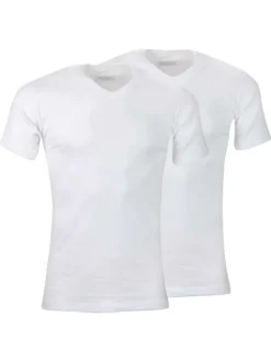 Lot de 2 t-shirts blancs en coton unis coupe droite col V