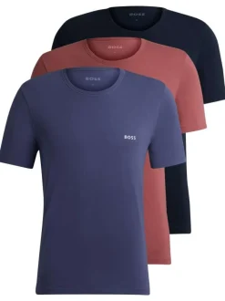 Lot de 3 t-shirts bleu, bordeaux et marine avec coupe regular fit et col rond