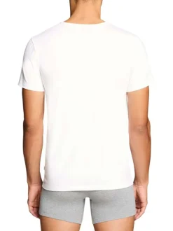 Lot de 2 t-shirts en coton blancs à coupe droite et cols ronds