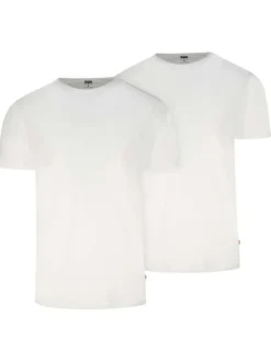 Lot de 2 t-shirts en coton blancs à coupe droite et cols ronds