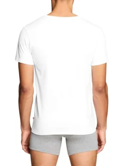 Lot de 2 t-shirts en coton blancs à coupe droite et de cols en v