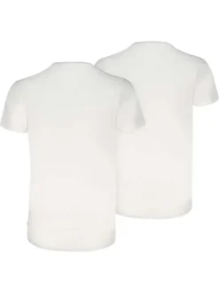 Lot de 2 t-shirts en coton blancs à coupe droite et de cols en v