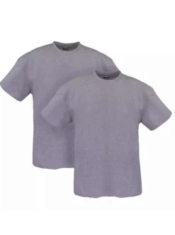 Lot de 2 t-shirts en coton gris unis avec une coupe droite et un col rond