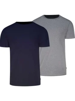 Lot de 2 t-shirts en coton multicolores à coupe droite et cols ronds