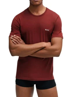 Lot de 3 t-shirts en coton multicolore uni avec une coupe droite et un col rond