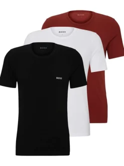 Lot de 3 t-shirts en coton multicolore uni avec une coupe droite et un col rond