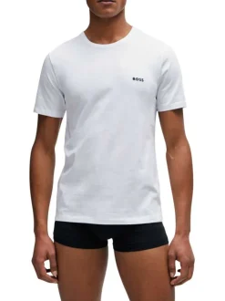 Lot de 3 t-shirts en coton multicolore uni avec une coupe droite et un col rond