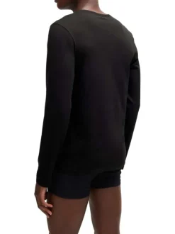 Lot de 3 T-shirts en coton multicolore unis droits à col rond et manches longues