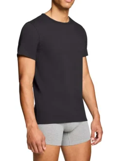 Lot de 2 t-shirts en coton noirs à coupe droite et cols ronds