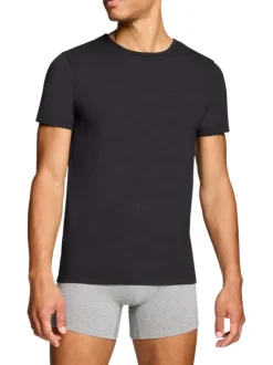 Lot de 2 t-shirts en coton noirs à coupe droite et cols ronds