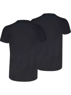 Lot de 2 t-shirts en coton noirs à coupe droite et cols ronds