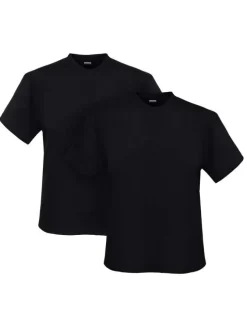 Lot de 2 t-shirts en coton noirs unis avec une coupe droite et un col rond