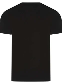 Lot de 2 T-shirts en coton noir uni à coupe droite et col rond