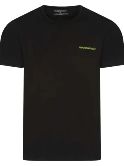 Lot de 2 T-shirts en coton noir uni à coupe droite et col rond