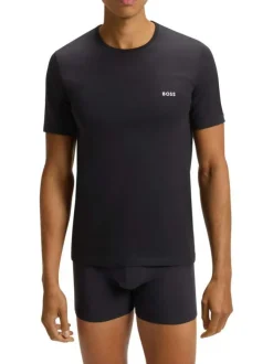 Lot de 3 t-shirts en coton tricolores unis à coupes ajustées et à cols ronds