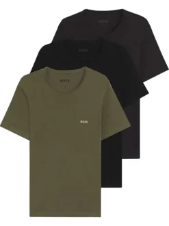 Lot de 3 t-shirts en coton tricolores unis à coupes ajustées et à cols ronds
