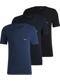Lot de 3 t-shirts en coton tricolore unis avec une coupe près du corps