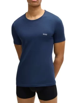 Lot de 3 t-shirts en coton tricolore unis avec une coupe près du corps