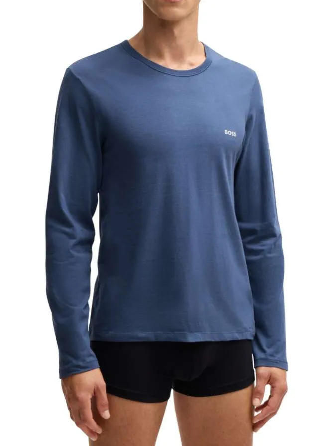 Lot de 3 t-shirts manches longues en coton tricolore unis à coupe près du corps