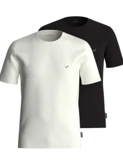Lot de 2 T-shirts multicolores unis à coupe droite, col rond et à manches courtes