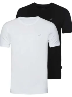 Lot de 2 T-shirts multicolores unis à coupe droite, col rond et à manches courtes