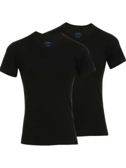 Lot de 2 t-shirts noirs en coton unis coupe droite col V