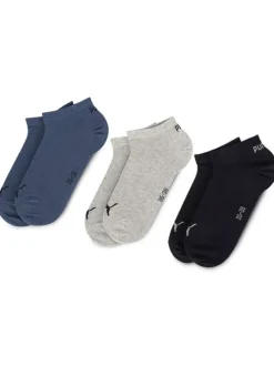 Lots de 3 paires de chaussettes en coton bleu gris et noir uni