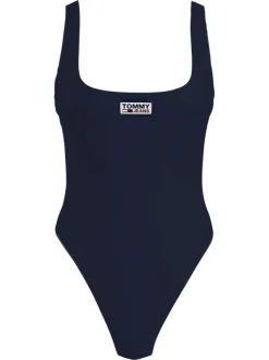Maillot de bain une pièce marine avec patch sur la poitrine