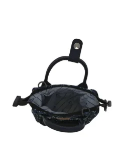 Mini sac à bandoulière bleu marine avec un imprimé fleuri et deux petites anses