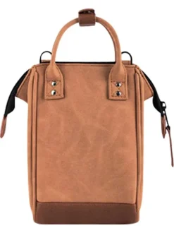 Mini sac à bandoulière camel uni zippé avec des détails marrons clairs