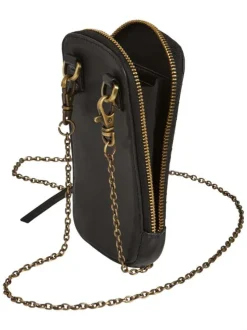 Mini sac à bandoulière noir matelassé pour téléphone avec chaîne métallique