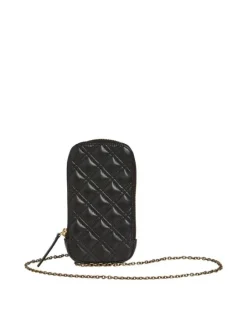 Mini sac à bandoulière noir matelassé pour téléphone avec chaîne métallique