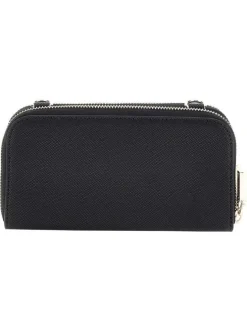Mini sac à bandoulière noir uni à double zip et à boucles à ardillon décoratives