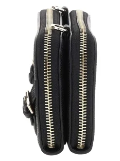 Mini sac à bandoulière noir uni à double zip et à boucles à ardillon décoratives