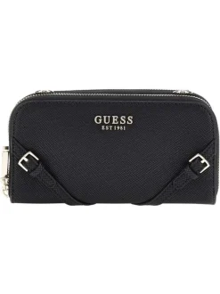 Mini sac à bandoulière noir uni à double zip et à boucles à ardillon décoratives