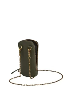 Mini sac kaki matelassé à bandoulière pour téléphone avec chaîne métallique