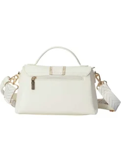 Mini sac à main blanc uni avec une anse et 2 bandoulières ajustables
